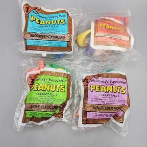 1989 Peanuts Gang McDonald's Happy Meal Toys Set of 4 VTG Snoopy Charlie Brown